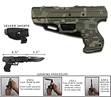 Best Quality Rogue River Tactical Digital Camo Military Green Pakkawood 1911 Gun Pistol Spring Assisted Opening Folding Pocket Knife with Belt Holster 440 Stainless Steel Blade Great Gift