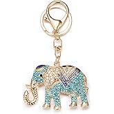SWJEWEL Rhinestone Elephant Keychain Gold Plated Hook Cute Sparkly Crystal Elephant Lucky Key Chain for Women