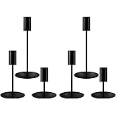 ECHFSM Matte Black Taper Candlestick Holders,Taper Candle Holders Set of 6,Metal Taper Candle Sticks Stand Holders,Modern Decorative Candle Holders for Wedding Certerpieces,Festive, Mantel,Home,Party