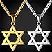U7 Jewish Jewelry Megan Star of David Pendant Necklace 18K Gold Israel Necklace, Rope or Leather Chain, Length 22
