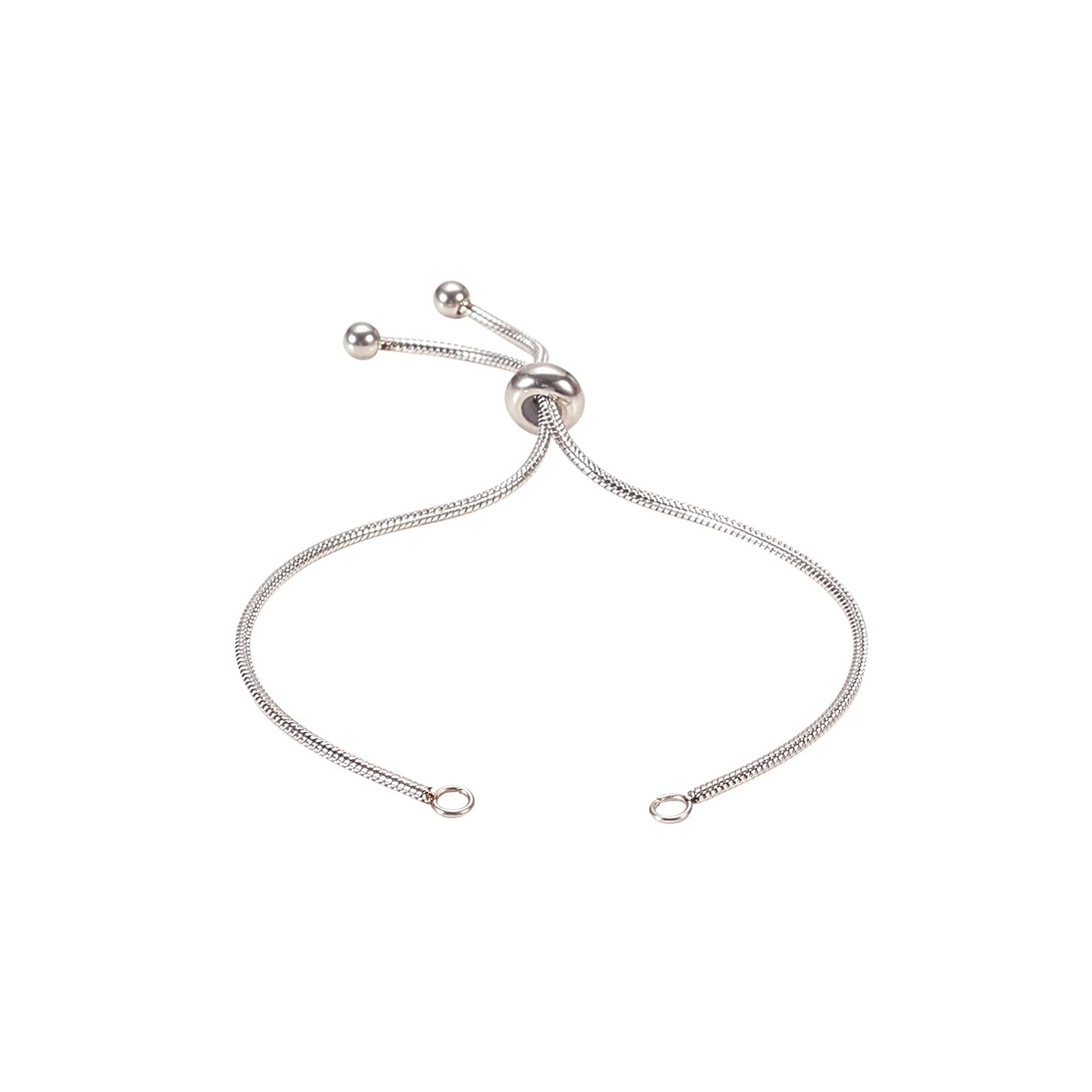 Airssory 10 Pcs 304 Stainless Steel Adjustable Bracelet Makings Slider Bracelets Extender Link Chain with Stopper Bead Bulk for Jewelry Making - 9"