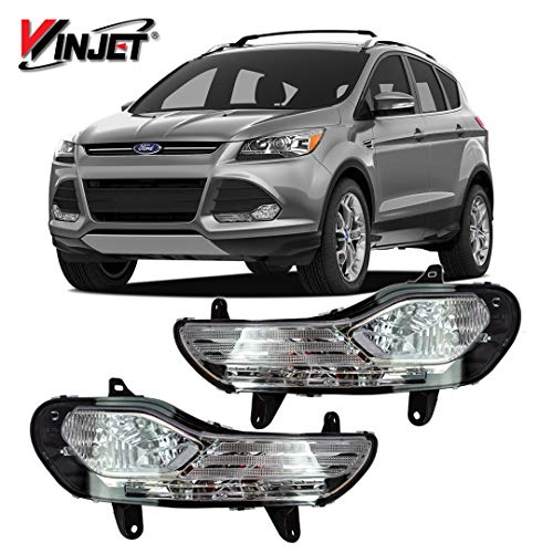 Winjet WJ30-0542-09 OEM Series for 2013-2016 Ford Escape Clear Lens Fog Lights Factory Style OE Fitment A Pair Replacement Set with Bulbs