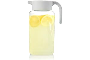 Arrow Home Products 1 Gallon Plastic Pitcher with Lid - Clear Plastic Pitcher for Refrigerator, Fill with Cold Drinks - BPA Free, Space-Saving Rectangular Design - Fill with Lemonade, Milk, Juice