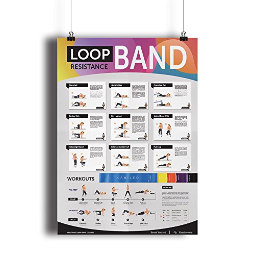 Kamileo Resistance Bands, Exercise Bands for Legs Butt Workout at Home or Gym, Set of 5 (with eBook, Poster, Workout Log & Carry Bag)