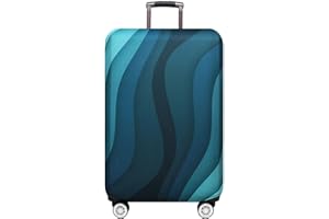 MosaiRudo Thicker Luggage Cover Elastic Suitcase Cover Protector Fits 18-32 Inch Suitcase Travel Accessories (Green Ripple, L)