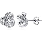 BERRICLE Sterling Silver Love Knot Cubic Zirconia CZ Stud Earrings for Women, Rhodium Plated