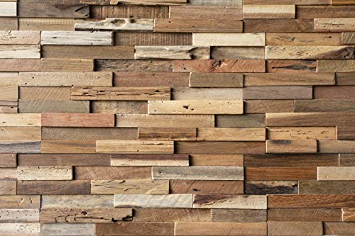 Woody Walls 3D Reclaimed Barn Wood Wall Panels | DIY Glue and Nails Installation | Premium Set of 10 Panels (9.5 sq. ft. per Box) Original Rustic