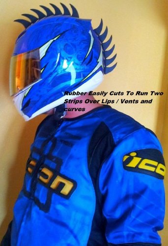 Motorcycle Dirtbike Bmx Skate Rubber Helmet Mohawk Peel Stick Spikes ( Helmet Not Included ) Cut Spike Strip in Half Run Two Strips for Atv Dirt Bike Streetbike Full Face Helmets Motorcycle Helmet - Thumbnail 4