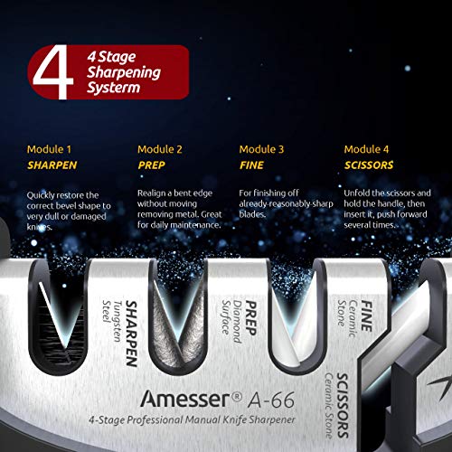 Amesser Handheld Professional Knife Sharpener 4 Stage sharpeners with