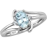Silvershake 7x5MM Oval Shape Genuine Gemstone 925 Sterling Silver Engagement Wedding Anniversary Ring