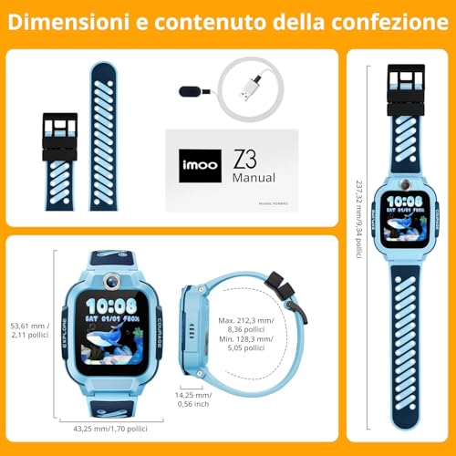 imoo Watch Phone 4G Kids Smart Watch with HD Video Calling, Kids Smartwatch with GPS and Real-Time Tracking, IPX8 Water Resistance (Z3, Blue)
