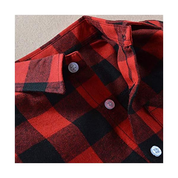 Toddler Big Boys Girls Mens Womens Plaid Flannel Long Sleeve T-Shirt Family Matching Tops - Image 6