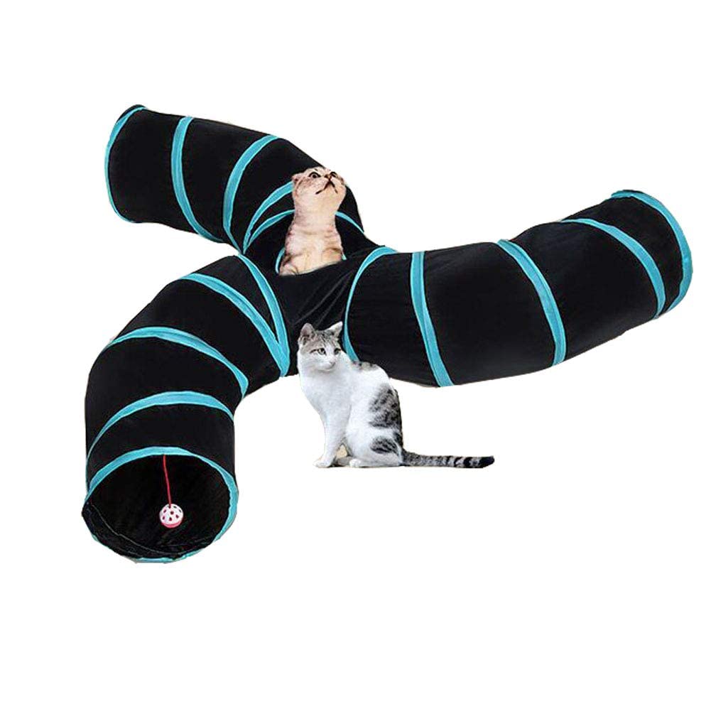 Cat Tunnel, Cat Toys S-Shaped Pet Tunnels, Cat Play Tent Interactive Toy Maze Cat House with Balls Cat Tunnels for Indoor Cats Kitten Puppy Rabbit Guinea Pig (3-Way)