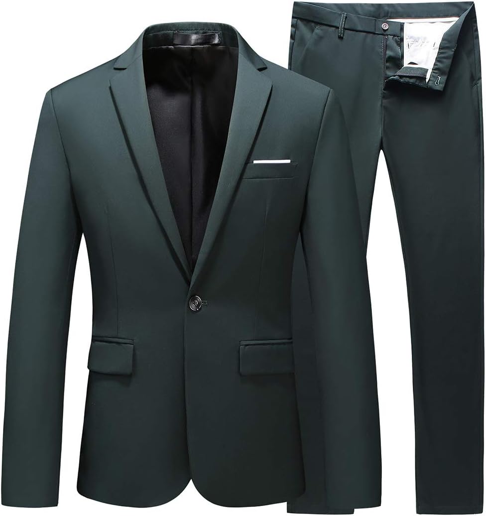UNINUKOO Mens Casual Slim Fit 2 Piece Single Breasted Jacket Party Prom Tuxedo Suits