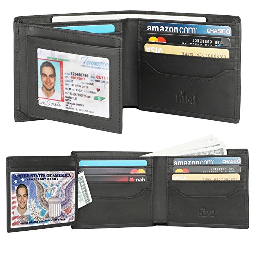 Wallets for Men - RFID Blocking Trifold Genuine Leather Wallet With 2 ID Window (Tan Black)