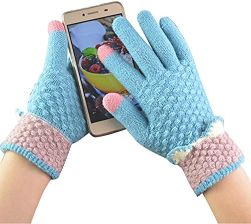 Oufeisha Women's Warm 2 Fingers Touch Screen Knit Winter Gloves