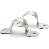 suiwotin M25 1 Inch Conduit Clamps, Stainless Steel Cable Clamp, 25PCS | U Bracket, Rigid Pipe Strip, Hanger with 2 Holes Fit for 1 inch Pipes OD