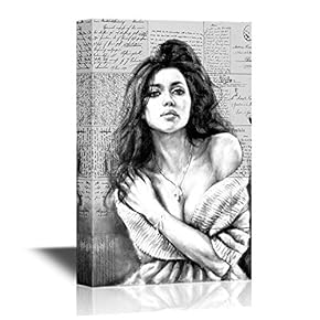 Black and White Sexy Girl on Vintage Letters Background