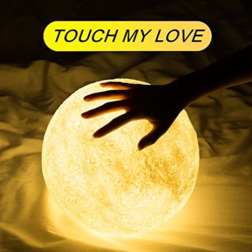 15cm LED Moon Light with Remote Control,3D Print Moon Lamp LED 16 Colors Portable Night with Touch Control,USB Rechargeable + Built-in battery dimmable