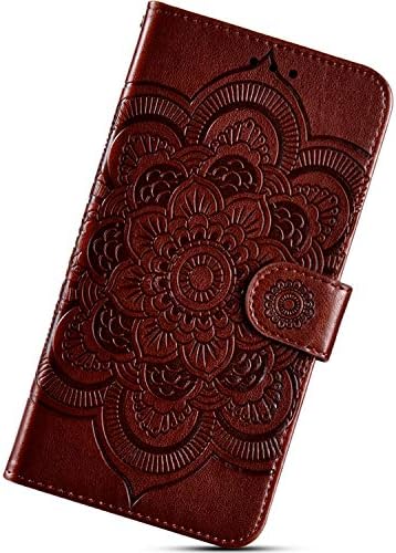 Urhause KunyFond Case Compatible with Xiaomi Redmi Note 7 Case Drawstring Mandala Leather Wallet Flip Card Slots Wallet Function Multifunctional Cover Back Bumper, Brown