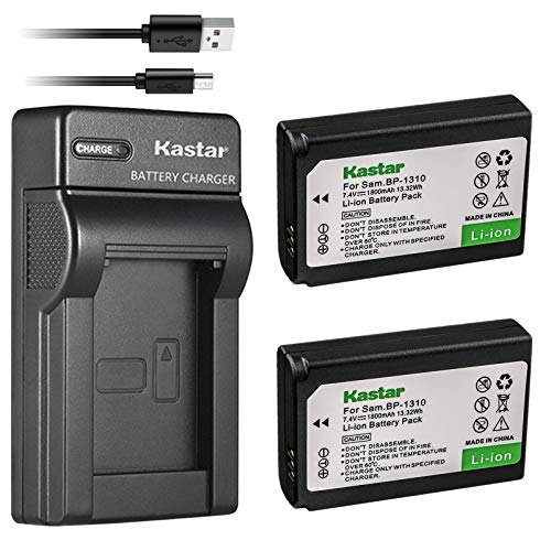 Kastar Battery (X2) &amp; Slim USB Charger for Samsung BP-1310, BP1310, ED-BP1310 and Samsung NX5, NX10, NX11, NX20, NX100 Digital Cameras