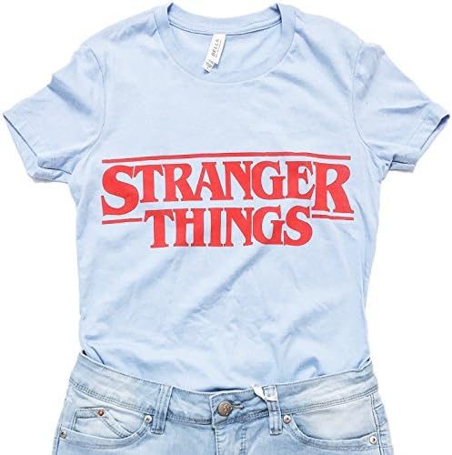 Strange Things 80s TV Show Inspired T-Shirt (X-Large - Women's, Baby Blue)