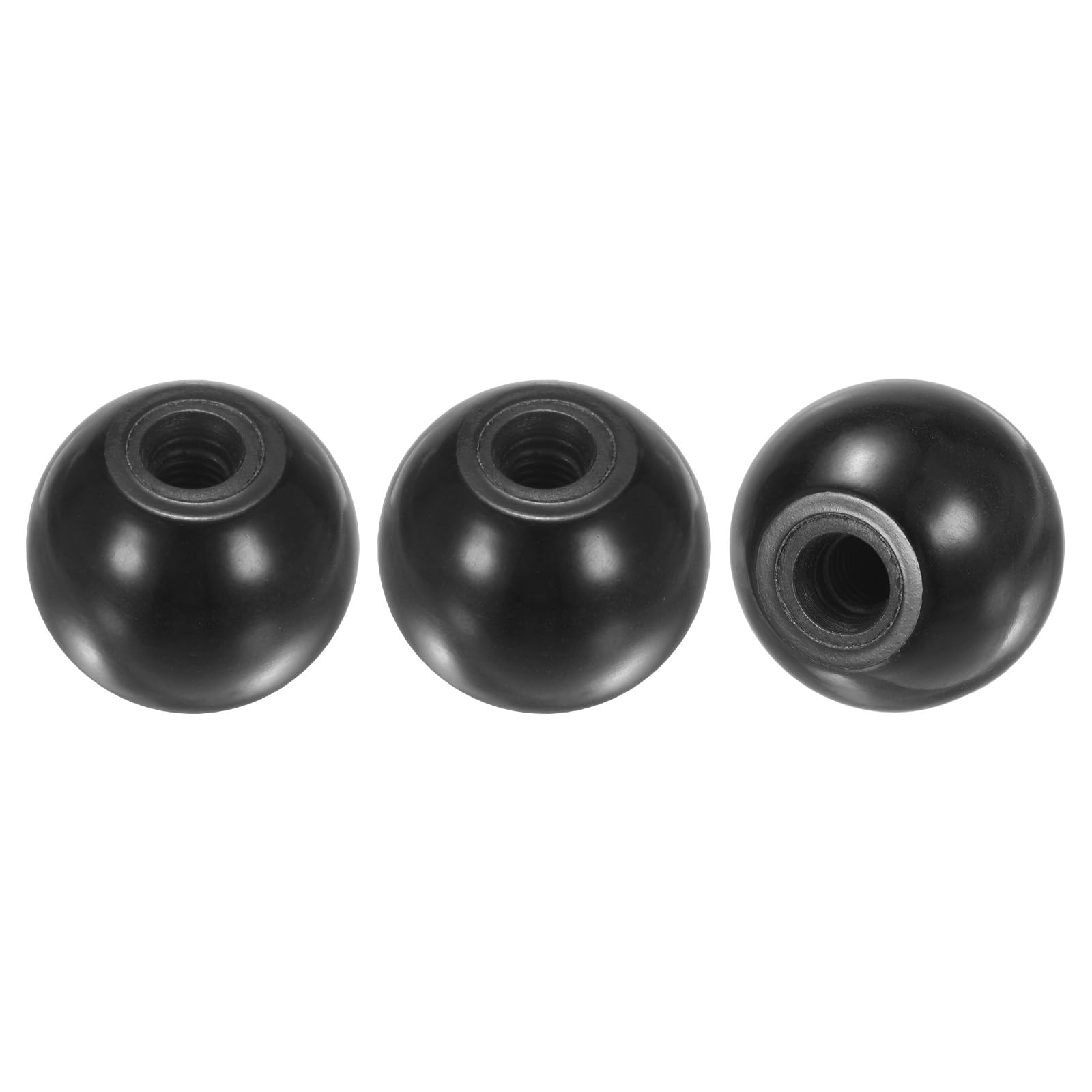 M METERXITY 3-Pack Threaded Ball Knobs, M6 Female Thread 25mm Dia. Thermoset Ball Knob for Lathe/Machine/Lawn Mowers, Round Phenolic Lever Handle [Black] — image 1