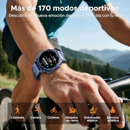 Luzglo Anywise W1 Pro Men's Smartwatch, Dual-Band GPS & Offline Maps, 5 ATM, 12 Days Autonomy, 1.43 Inch AMOLED HD, 170+ Sports Modes, Bluetooth Calling, Compatible with Android/iOS, 3 Wristbands