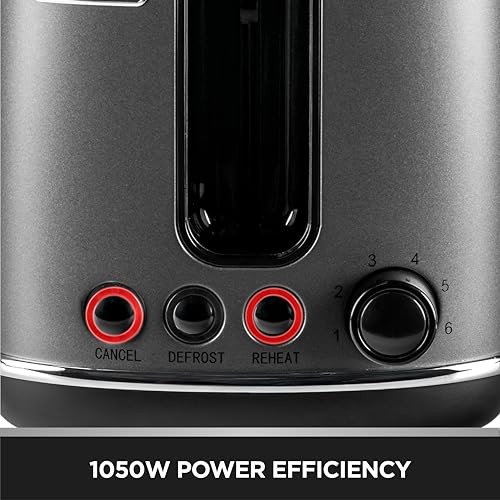 BLACK+DECKER Premium 2 Slice Stainless Steel Toaster – Defrost, Reheat, Cancel Buttons with LED | Extra Wide Dual Slots, 6-Level Browning Control, Removable Crumb Tray, 1050W Power | SSET225-B5