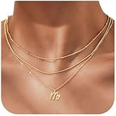 KSF Layered Initial Necklace for Women - Trendy 14K Gold Plated Layered Choker Letter A-Z Necklace Stack Cubic Zirconia Initial Pendant Personalized Jewelry Gifts