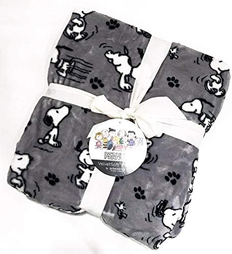 Berkshire スヌーピー ハッピーダンス フル クイーン ベルベット ソフト フラシ天 ベッドブランケット 90インチ X 90