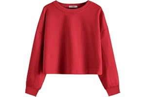 Arshiner Girls Crop Tops Kids Long Sleeve Pullover Sweatshirts Girls Cropped Crewneck Sweatshirt for 5-14 Years Teen Girl
