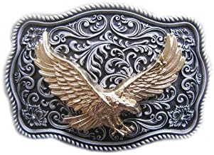 Rideaway Western Small Floral Pattern Rodeo Belt Buckle (Flying Eagle)
