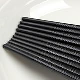 Suncha Black Glass Fiber High Polymer Material Snake Skin Alloy Chopsticks Set of 5 Pairs (10 pcs) …