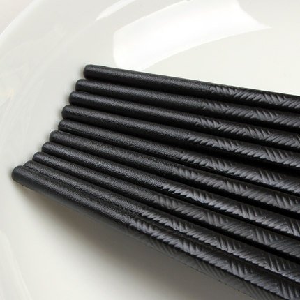 Suncha Black Glass Fiber High Polymer Material Snake Skin Alloy Chopsticks Set of 5 Pairs (10 pcs) …