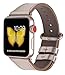 JSGJMY Compatible for Iwatch Band 38mm 40mm S/M Women Genuine Leather Loop Replacement Strap for iWatch Series 5 4 3 2 1, Glitter Champagne with Series 5/4/3 Rose Gold Clasp