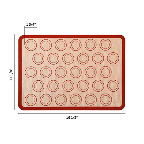 GARCENT Macaron Silicone Mat, Non-stick Silicon Pastry Baking Mold Set of 2, Cookie Half Sheet Kit with Oil Brush, Silicone Spatula, Food Tongs, Cake Decorating Supplies