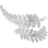 yuruyi S925 Sterling Silver Rings for Women, Leaves Shaped Stacking Adjustable Band Thumb Finger Cubic Zirconia Ring, Engagement Rings Promise Bands for Women Statement Ring