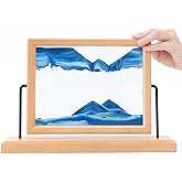 Moving Sand Art Picture with Wooden Frame (360° Rotation) Customizable Flow Liquid Motion Sand Art - Glass and Sand Art - Relaxing Office and Home Decor - Increase Mindfulness and Zen