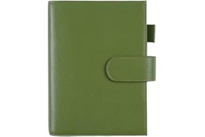 Moterm Leather Cover for Stalogy B6 - with Back Pocket, Pen Loop and Card Slots (Pebbled-Olive, B6+)