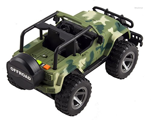 WolVolk Off-Road Military Fighter Car Toy - Friction Powered Toy Vehicle with Fun Lights & Sounds - 2 Doors Open - Great Gift for All Occasions for Kids Boys & Girl