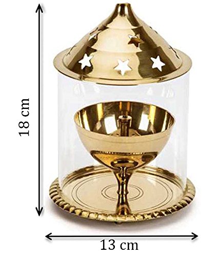Borosil Akhand Diya (Large, Brass)