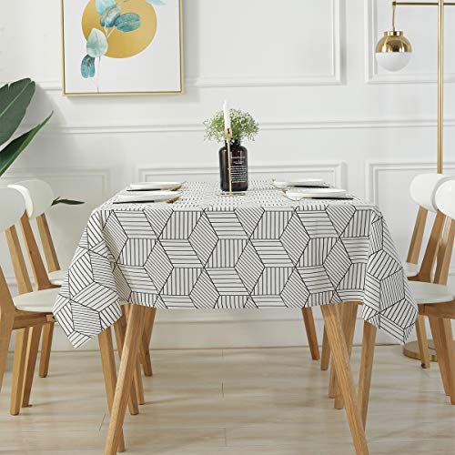 Rectangle Tablecloth Geometric Style Cotton Linen Table Cloth Dust