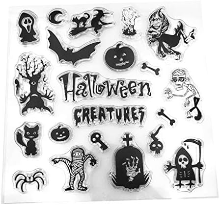 Danyerst Halloween Silicone Clear Seal Stamp for Paper Card Making, DIY Scrapbooking Embossing Photo Album Decor