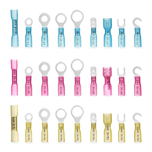 Kuject 300PCS Butt Connector Kit, Waterproof Electrical Crimp Wire Terminals, Include Ring Terminals (Copper Lugs), Spade Connectors, Hooks, Forks, Quick Disconnect Terminals for Automotive, Marine