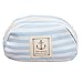 KINGSO Stripe Pencil Case Pouch Purse Cosmetic Makeup Bag Storage Student Stationery Zipper Wallet,Blue
