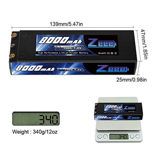 Zeee 2S Lipo Akku 7,4V 8000mAh 100C Hardcase Batterie mit 4,0mm Kugel to Deans T Stecker für RC Evader BX Auto Car Truck… – Bild 5