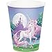 Unicorn Birthday Party Supplies Pack for 16 Guests Includes | 24 Paper Straws, 16 Dessert Plates, 16 Beverage Napkins, 16 Paper Cups, and 1 Table Cover | Unicorn Decorations for Birthday Party
