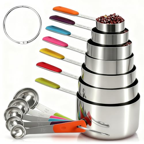 bopei Measuring Cups and Spoons Set Stainless Steel