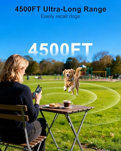 Jugbow Dog Shock Collar - 4500FT Dog Training Collar with Remote, IPX8 Waterproof Electric Dog Collar with 4 Training Modes, Security Lock, Rechargeable eCollar for 10-120lbs Dogs(Bright Blue 1 Pack)